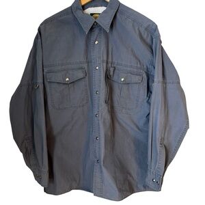 Cabela’s Men’s Performance Angler Fishing Snap Down Shirt Blue Size Large